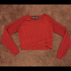 Red cropped long sleeve top NWOT